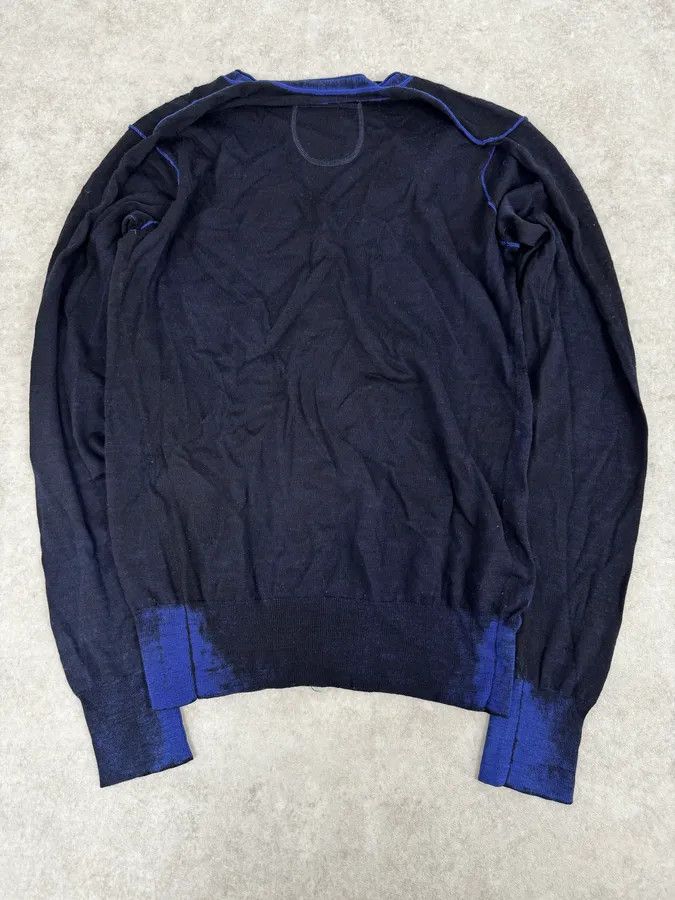 Marithe + Francois Girbaud 2000s Marithé + François Girbaud Black & Blue V Neck Irregular Sweater Size US M / EU 48-50 / 2 - 4 Thumbnail