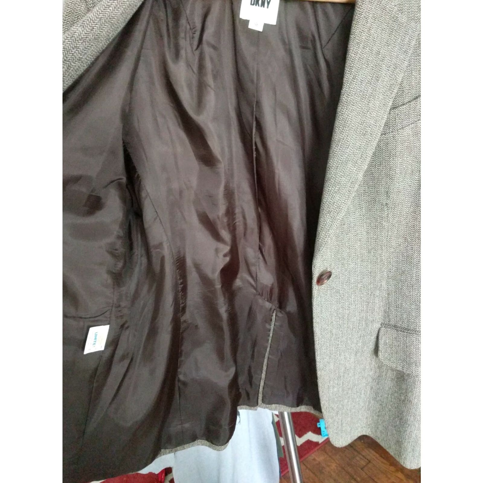 DKNY VINTAGE DKNY Blazer Houndstooth Wool 1 Button Made In USA Size 12 Gray Womens Size XL / US 12-14 / IT 48-50 - 5 Thumbnail