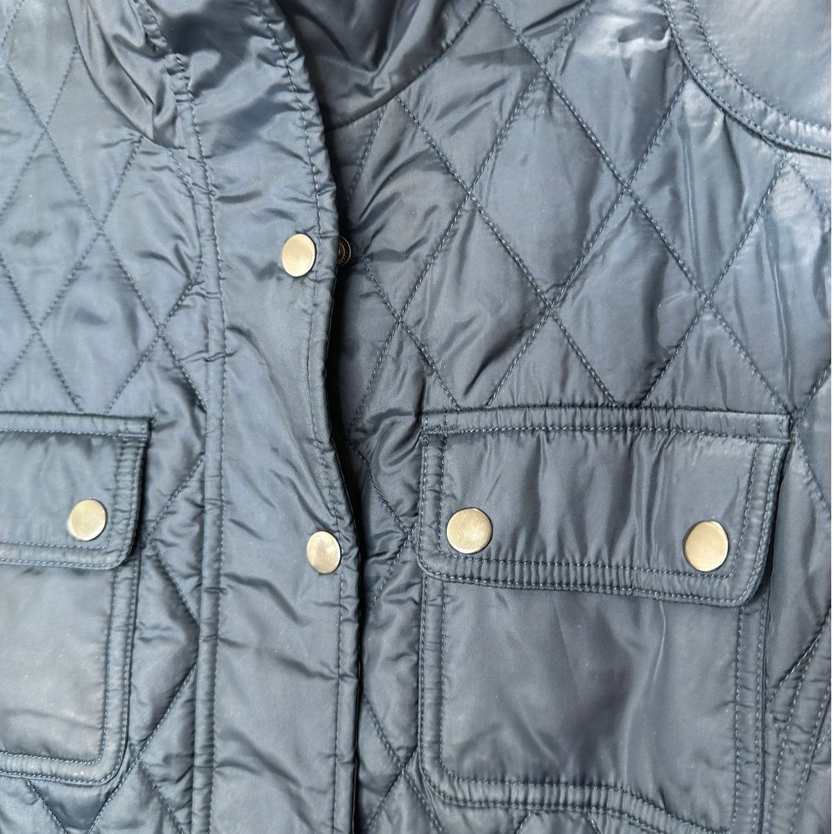 Banana Republic Banana Republic Navy Diamond Quilt Belted Mock Neck Jacket L Size L / US 10 / IT 46 - 5 Thumbnail