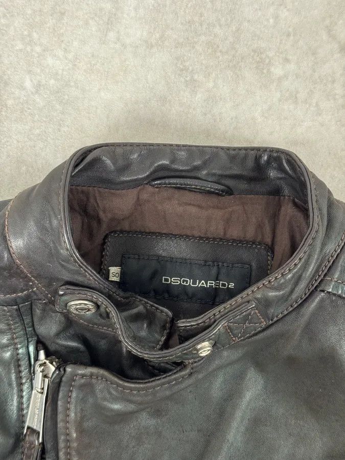 Dsquared2 SS2010 Dsquared2 Biker Asymmetrical Black Gren Leather Jacket Size US M / EU 48-50 / 2 - 8 Thumbnail