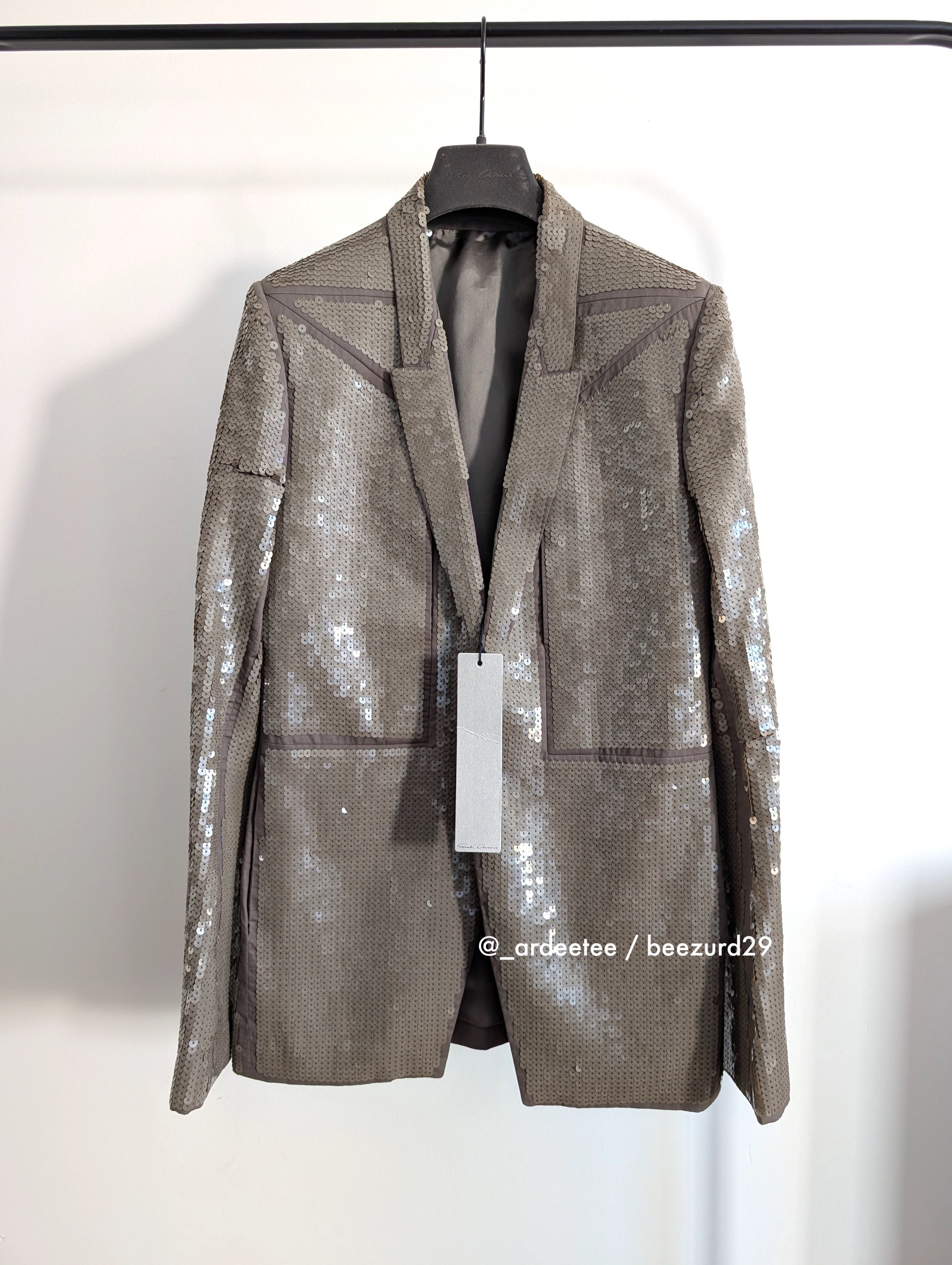 Rick Owens 💥$4K SAMPLE SEQUIN FOGPOCKET NEUE ALICE BLAZER JACKET Size S / US 4 / IT 40 - 1 Thumbnail