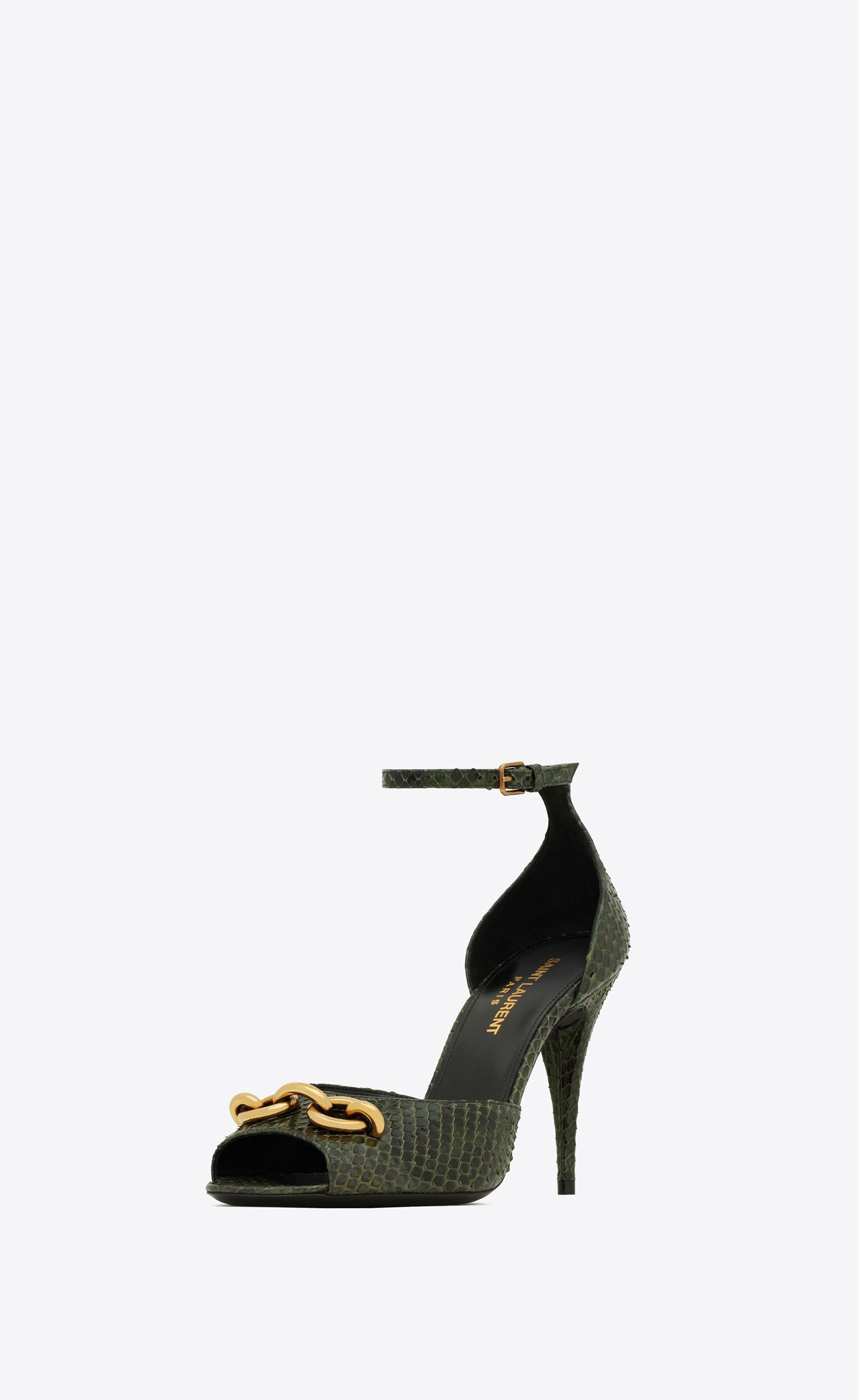 Saint Laurent Paris o1s1wg111224 Le Maillon Sandals in Python in Dark Green Size US 11 / IT 41 - 3 Thumbnail