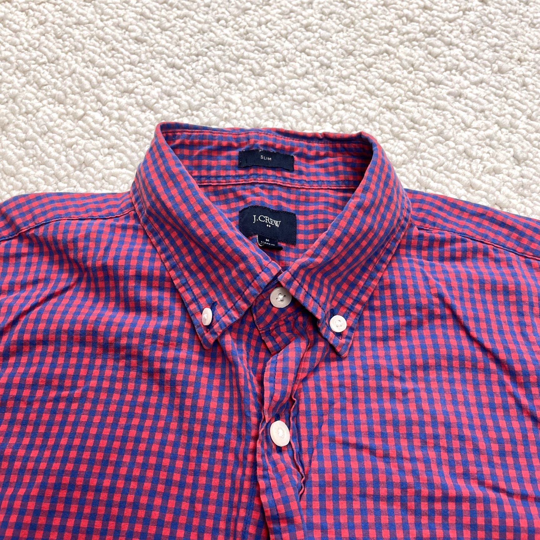 J.Crew J.Crew Button Down Shirt Mens Medium Red Blue Plaid Slim Fit Long Sleeve Cotton Shirt Size US M / EU 48-50 / 2 - 3 Thumbnail