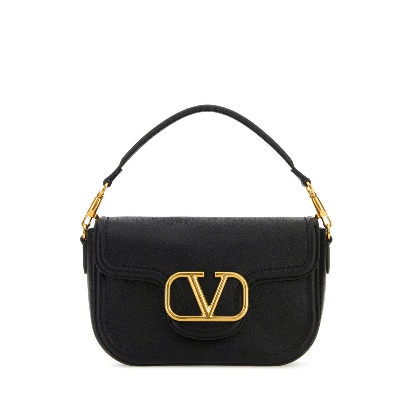 Valentino VALENTINO GARAVANI Alltime Black Grainy Leather Shoulder Bag Size ONE SIZE - 1 Thumbnail