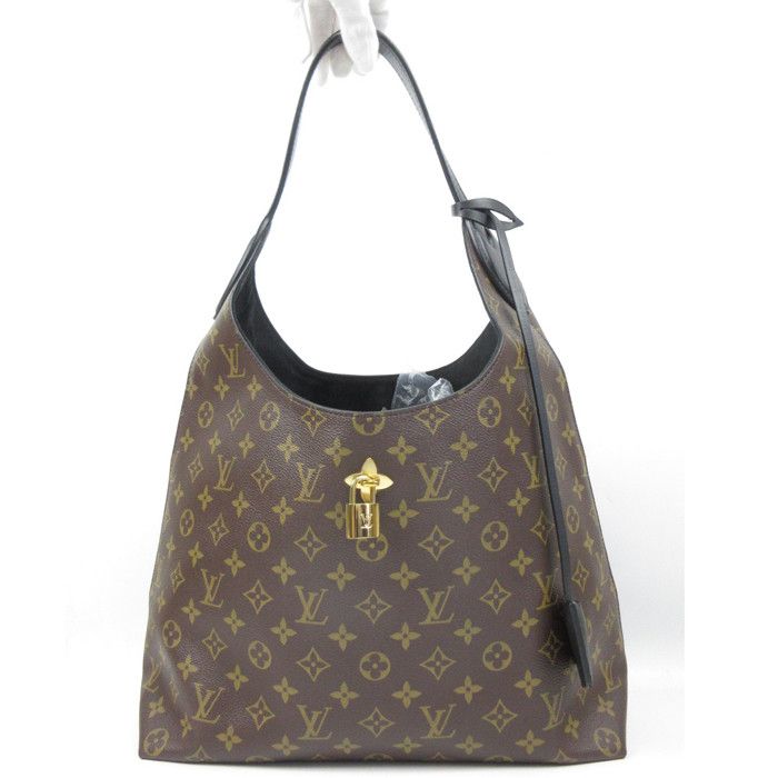 image of Louis Vuitton Monogram Flower Hobo Shoulder Bag Back in Black, Women's