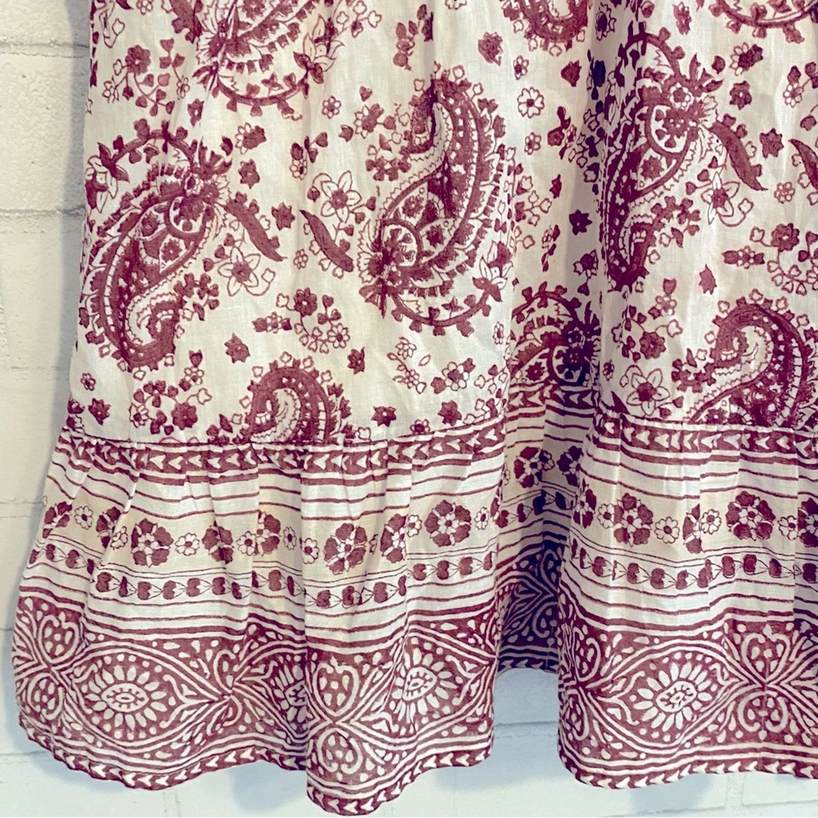Cleobella EUC Cleobella $198 Mini Dress Burgundy Block Print sz SM Size S / US 4 / IT 40 - 13 Thumbnail