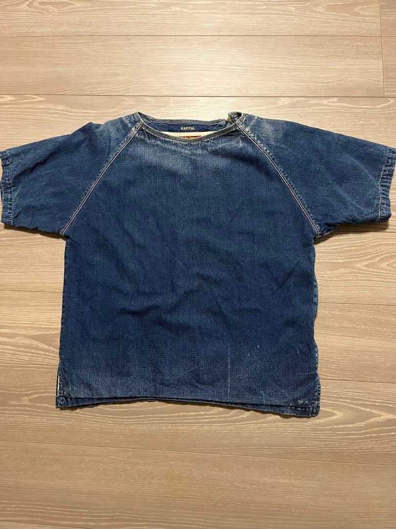 Pre-owned Kapital Zip Up Raglan Denim Shirt In Blue
