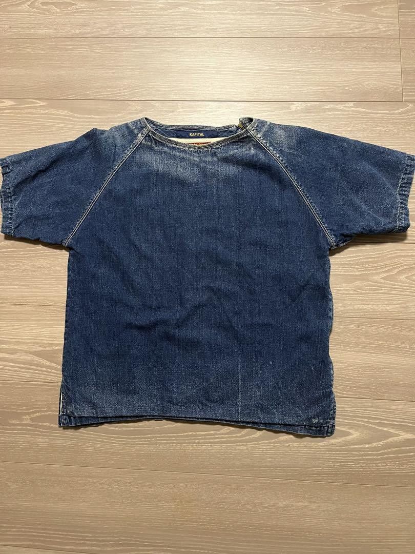 image of Kapital Zip Up Raglan Denim Shirt in Blue, Men's (Size Small)