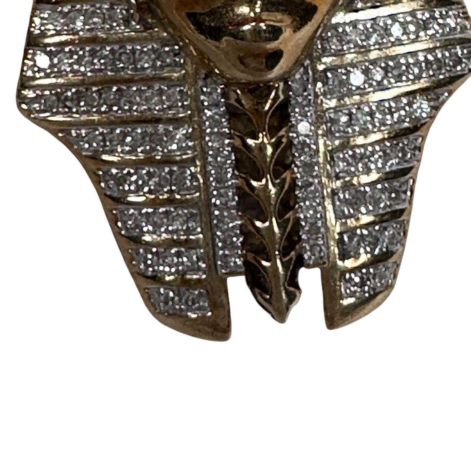 Other Joe Rodeo 10K Gold Pharaoh Diamond Pendant 30” Franco Chain Size 30 - 7 Thumbnail