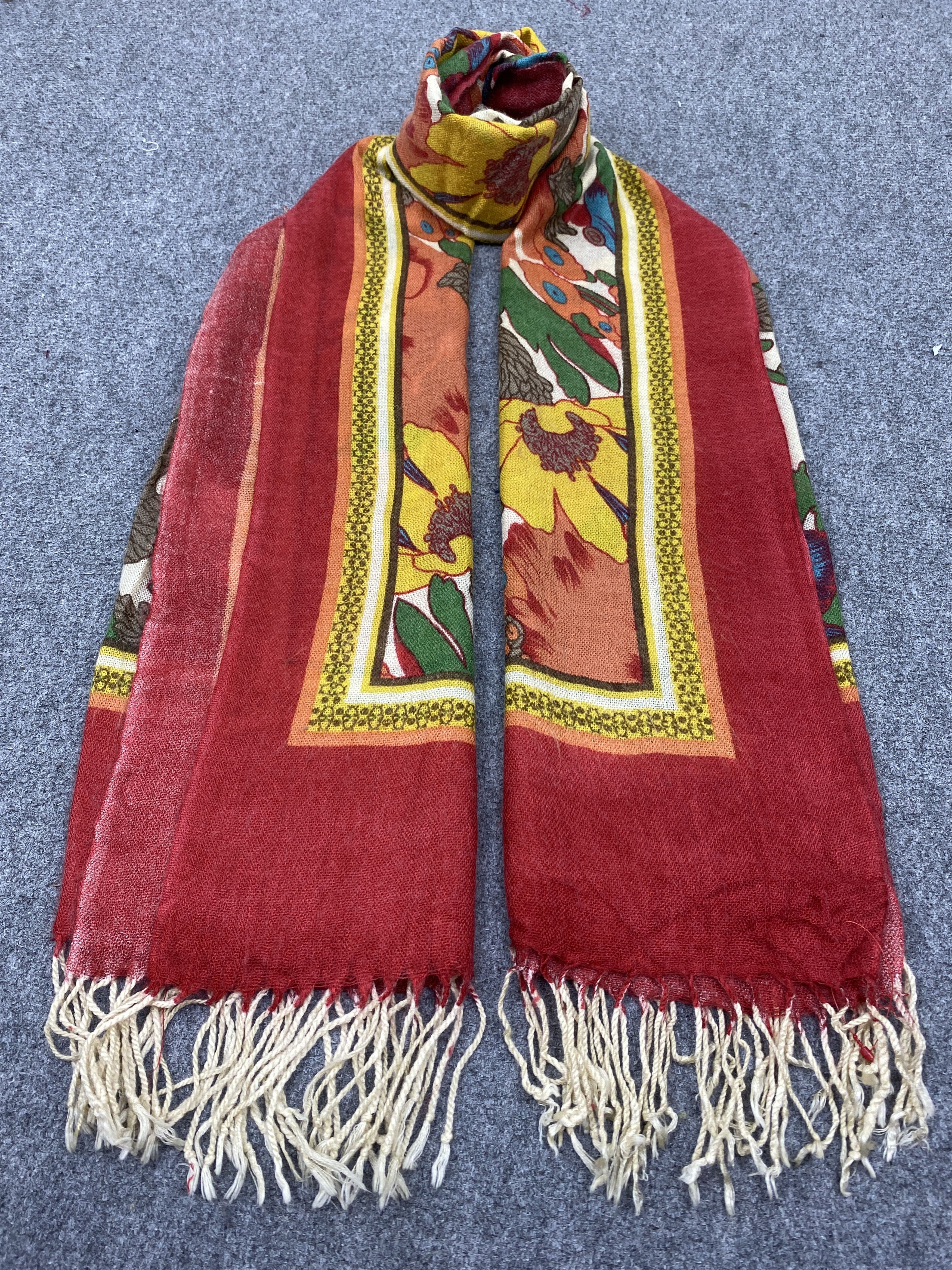 Japanese Brand Japan Brand Art Floral Wool Scarf Muffler SC0338 Size ONE SIZE - 1 Thumbnail