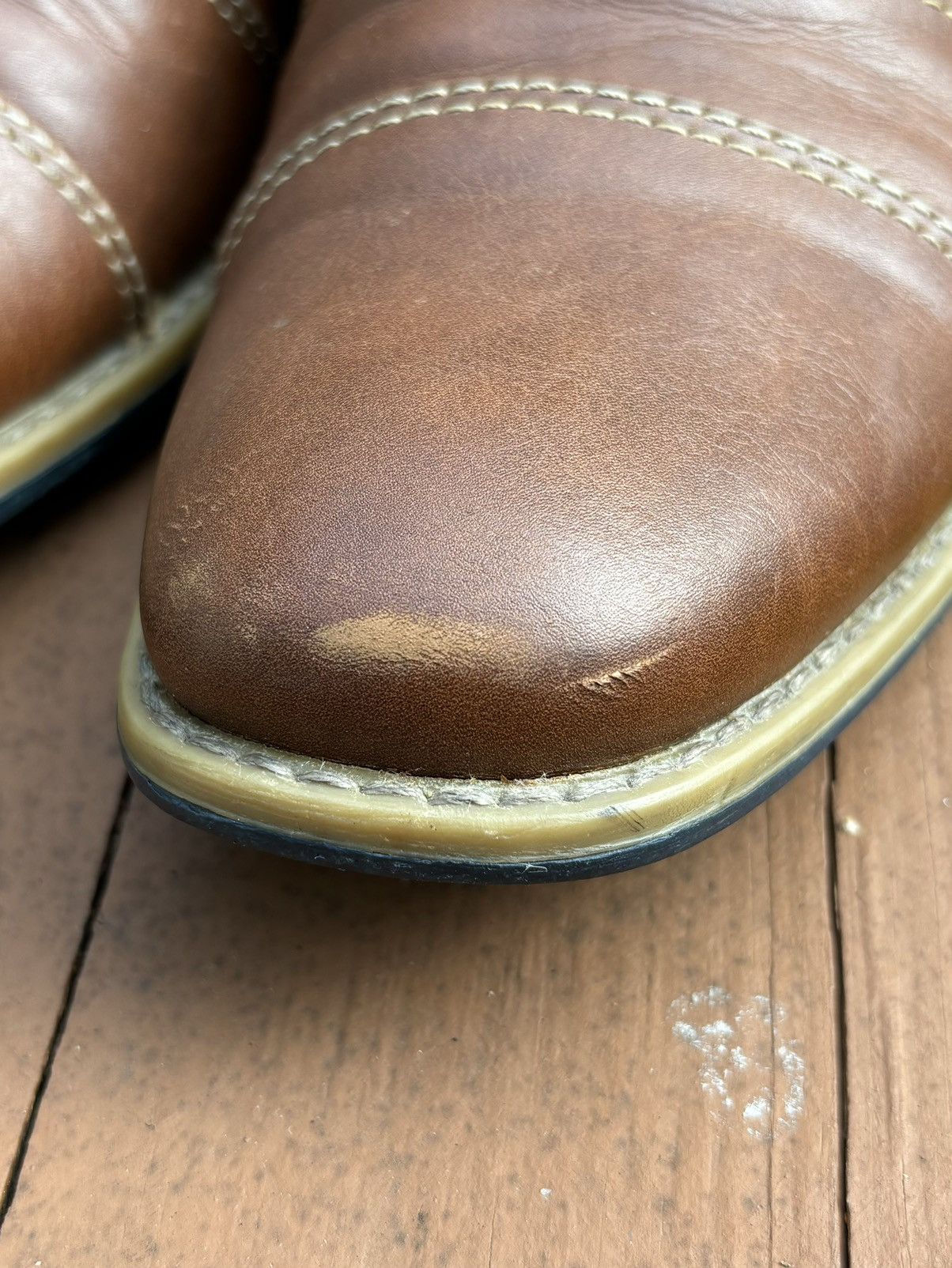Apt. 9 × Designer Brown Leather Ankle Boots Apt 9 Cap Toe Zipper Cognac & Navy Size US 8 / EU 41 - 16 Thumbnail