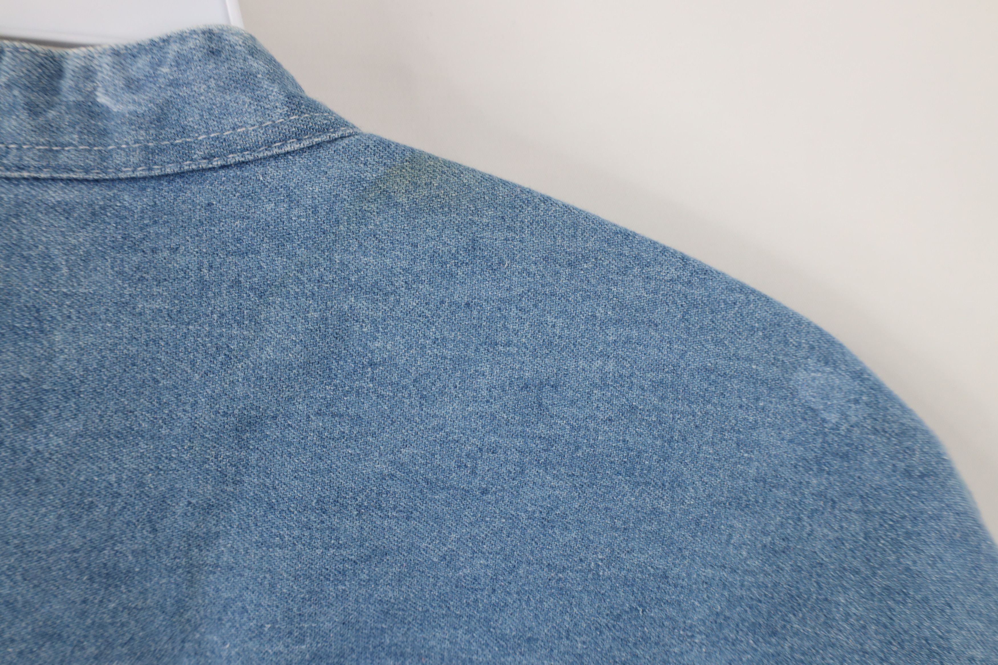 Vintage Vintage 90s Streetwear Jean Band Collar Button Shirt Blue Size US L / EU 52-54 / 3 - 11 Thumbnail