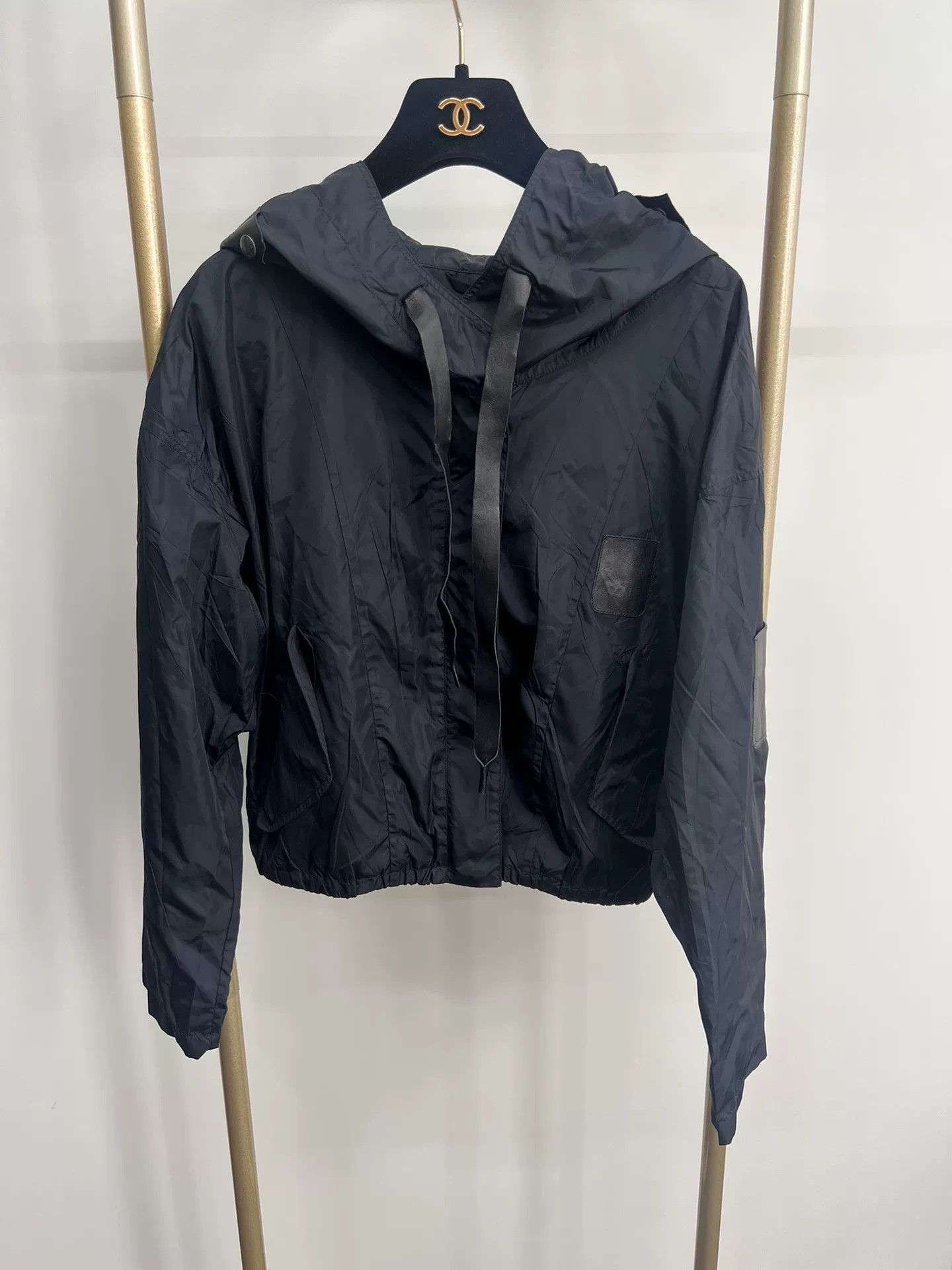 Prada Prada Black Nylon Leather-Paneled Hooded Coat Size S / US 4 / IT 40 - 1 Thumbnail