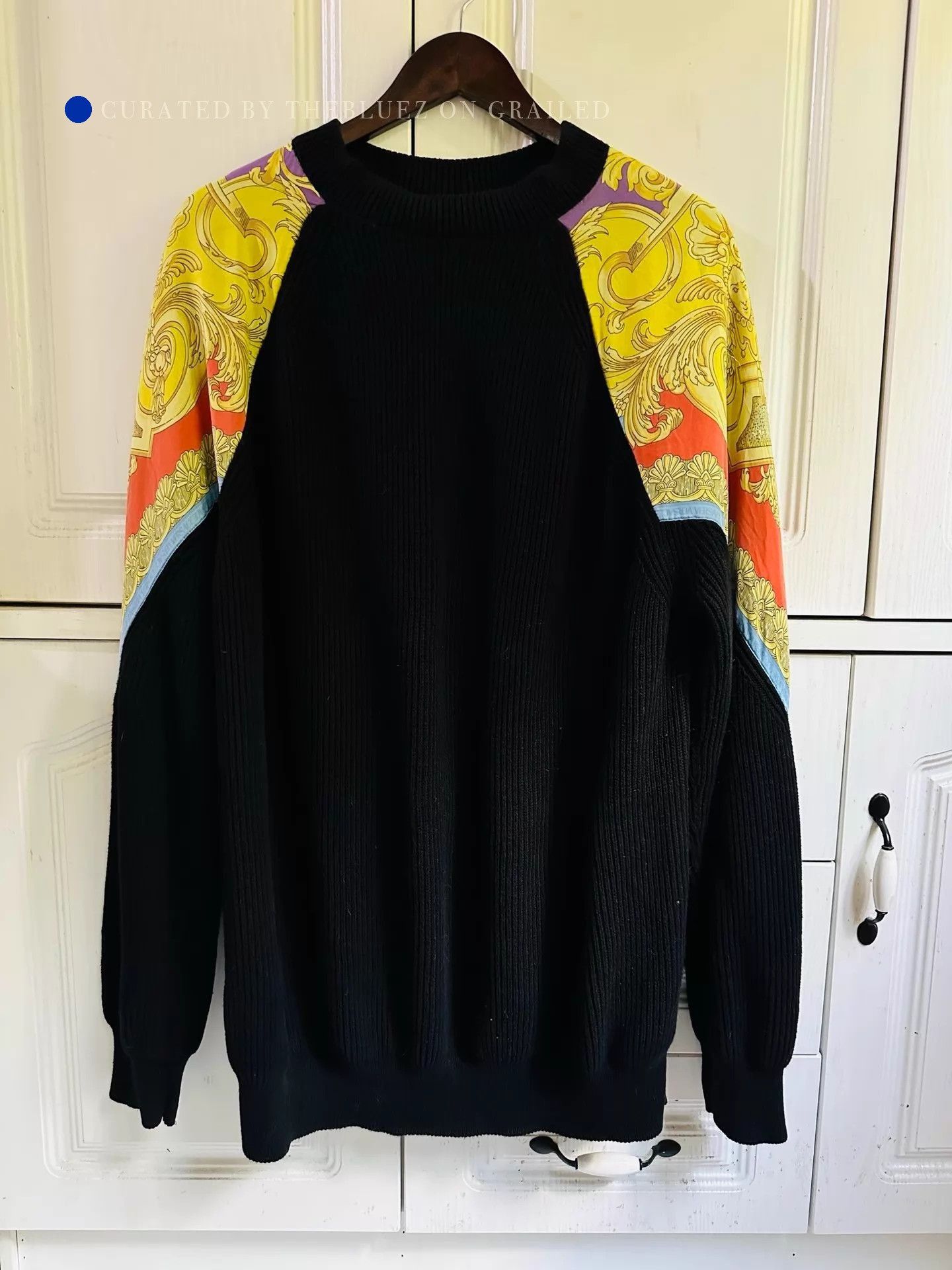 Versace Black and Gold Baroque Knit Sweater Size US L / EU 52-54 / 3 - 1 Thumbnail