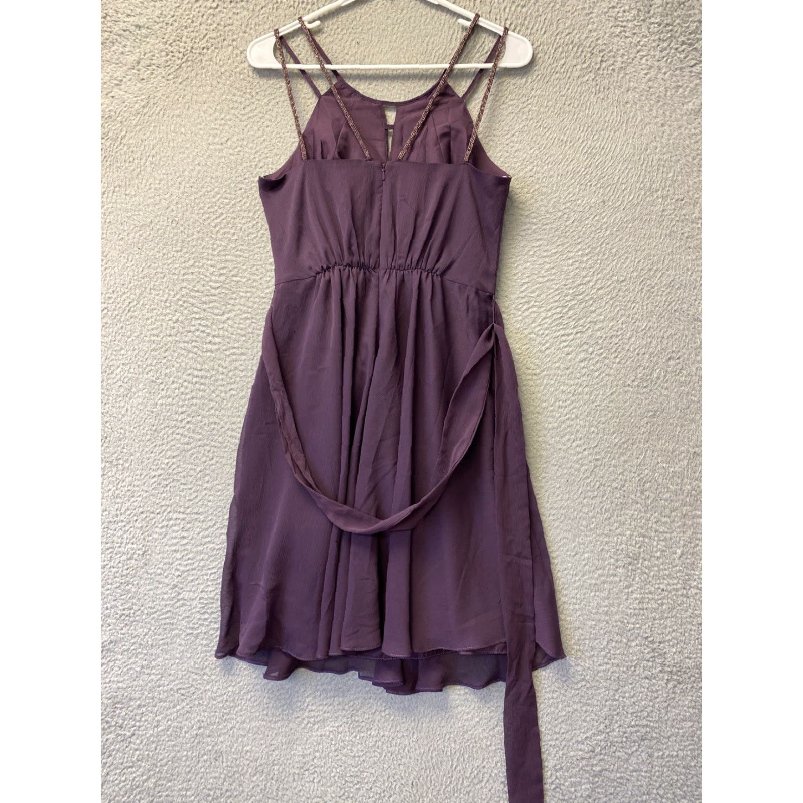 Vintage VINTAGE David's Bridal Bridesmaid Dress Sleeveless Size 4 Floral Plum Formal Wedding Size ONE SIZE - 6 Thumbnail
