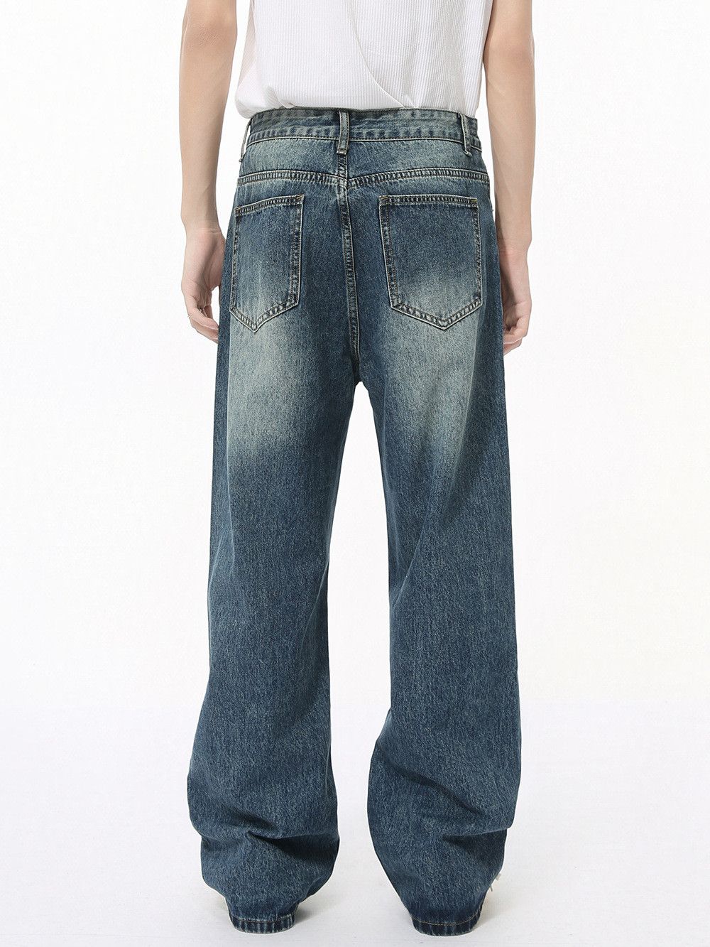 Jean American retro distressed straight leg wide-leg loose jeans Size US 32 / EU 48 - 5 Thumbnail