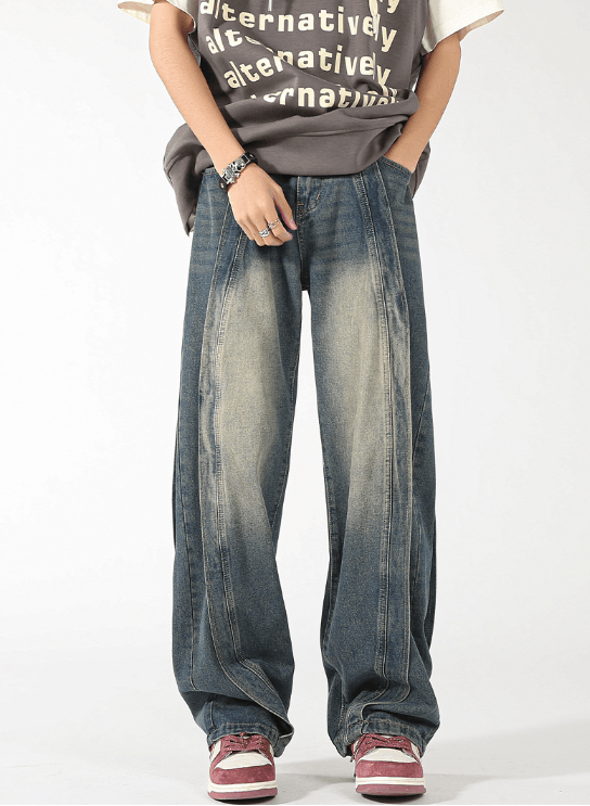 Japanese Brand American men's loose wide-leg patchwork scimitar jeans Size US 32 / EU 48 - 1 Thumbnail