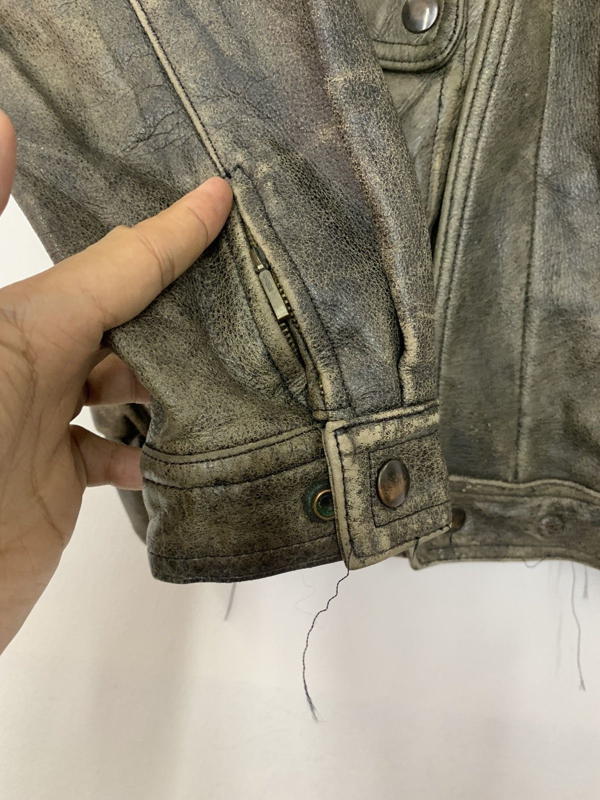 Freewheelers × Vintage Vintage Double Collar Cafe Racer Stonewash Leather Jacket Size US L / EU 52-54 / 3 - 6 Thumbnail