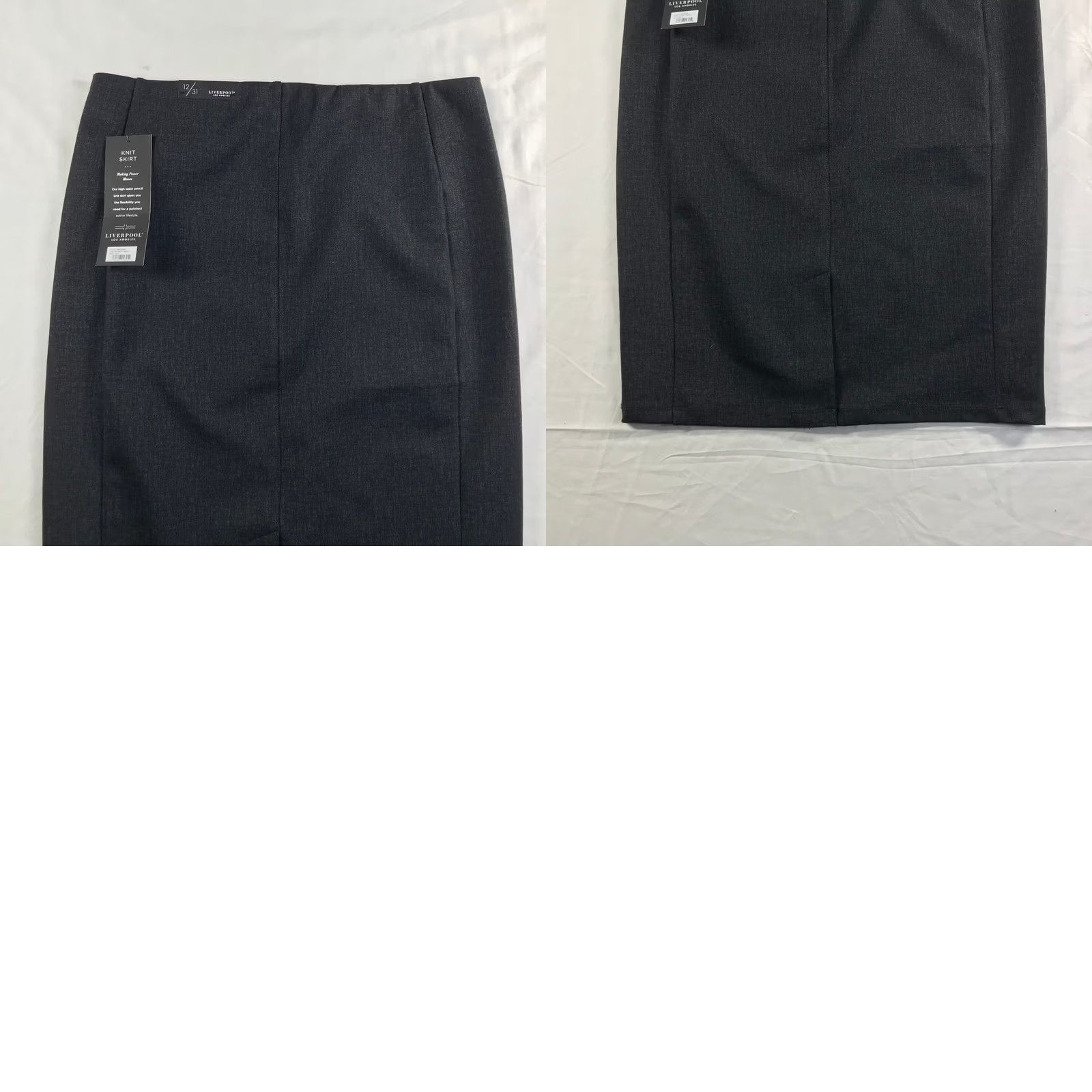 Vintage Liverpool Los Angeles Pencil Skirt High Waist Grey Tweed Knit Size 12 XM6023NF Size 34" / US 12 / IT 48 - 9 Thumbnail