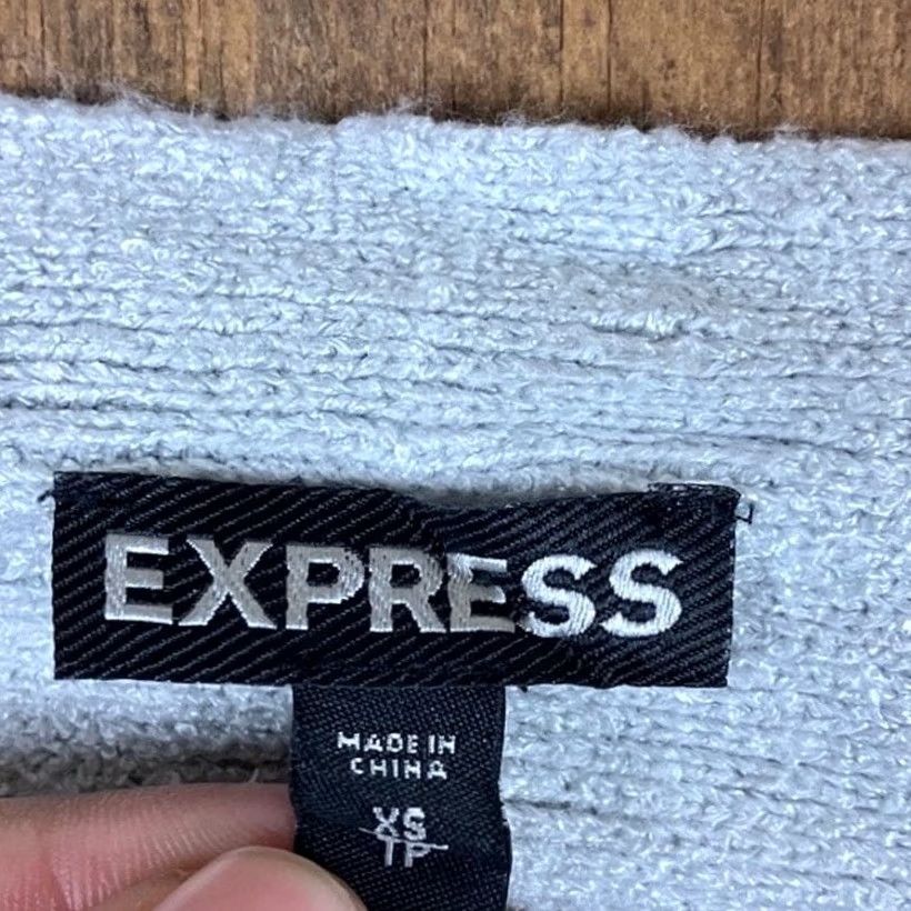 Express Express Womens Sweater Gray Boat Neck Open Back Knit Cotton Blend XS Pullover Knit Woman Crew Neck Casual Everyday Wear | Mens? Size XS / US 0-2 / IT 36-38 - 6 Thumbnail