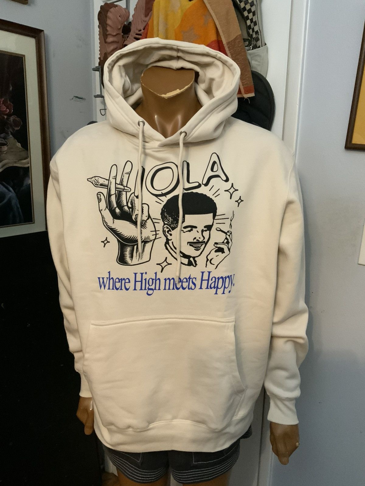 Other Viola Where High Meets Happy Cannabis Smoking Joint Hoodie Size US XL / EU 56 / 4 - 8 Thumbnail