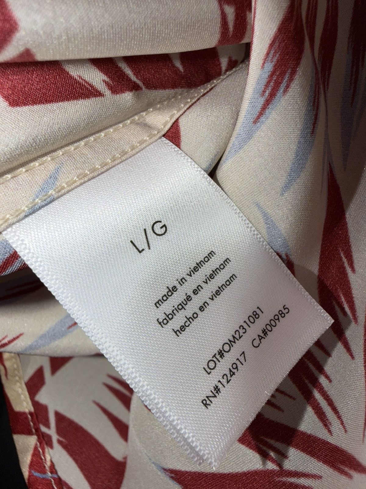 Onia Onia Silk Palm Print Camp Shirt L Tan Red Blue Ratti NWT Size US L / EU 52-54 / 3 - 4 Thumbnail