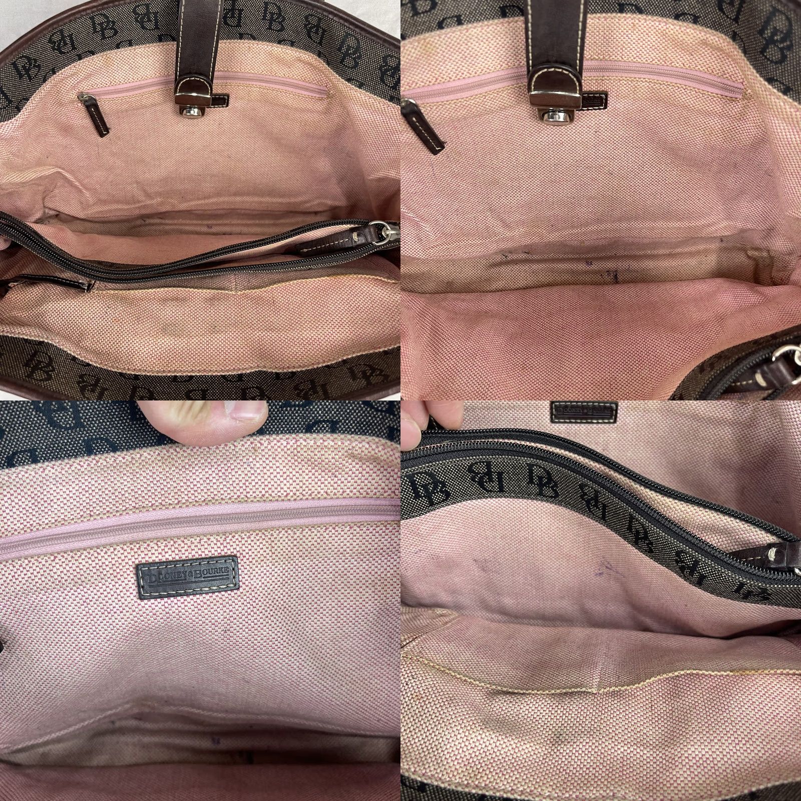 Dooney & Bourke Dooney & Bourke Tote Bag Womens Brown Logo Canvas Leather Shoulder Purse Tote Bag Monogram DB Size ONE SIZE - 9 Thumbnail