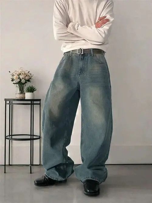 Jean Washed RETRO vintage 90s denim jeans Size US 32 / EU 48 - 2 Thumbnail