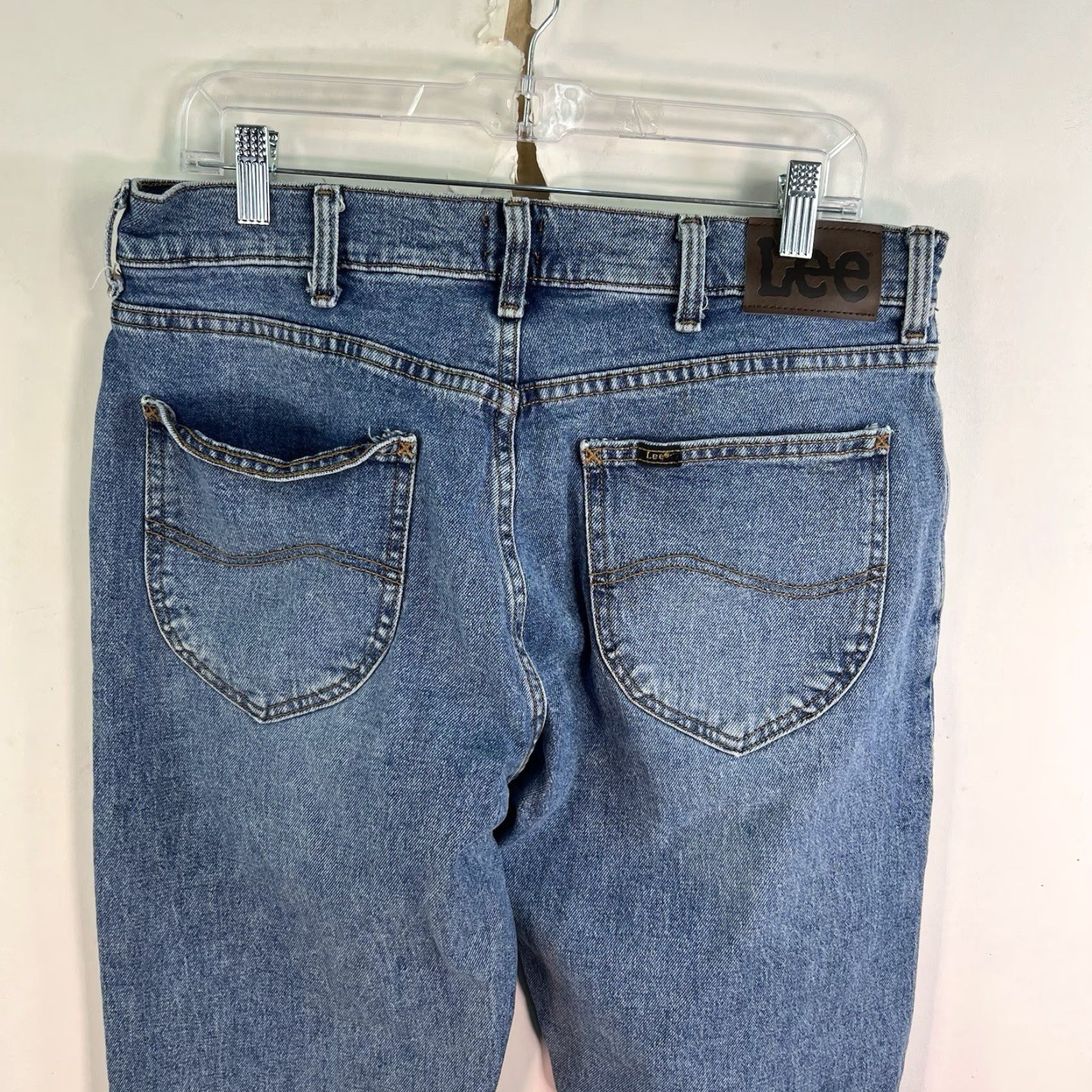 Lee Lee Jeans Relaxed It Straight Denim Jean Mens Size 34 X29 Blue Regular Medium Wash 90s Logo USA Vintage: No Mens Size US 34 / EU 50 - 6 Thumbnail