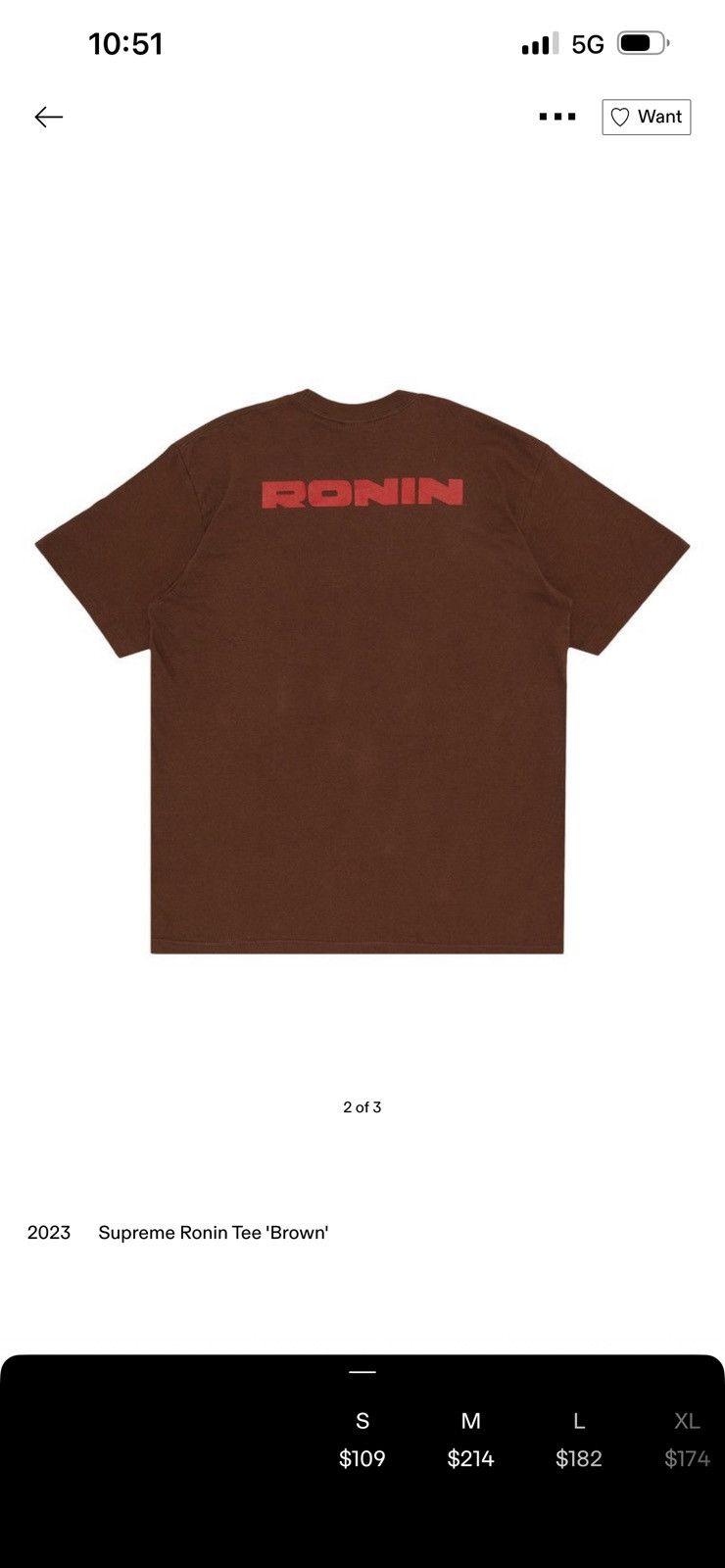 Supreme Supreme 2023 Ronin Tee Size US S / EU 44-46 / 1 - 8 Thumbnail