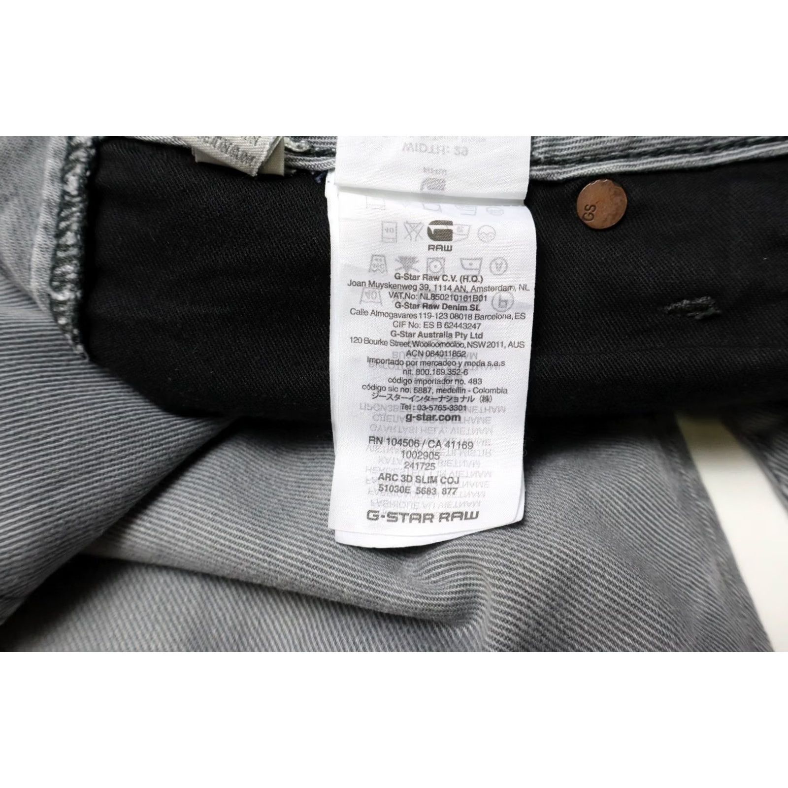 G-Star G-Star Arc 3D Slim Jeans Men's W29/L32 Grey Fade Whiskers Button Fly Jeans Slim Mens Size US 29 - 7 Thumbnail