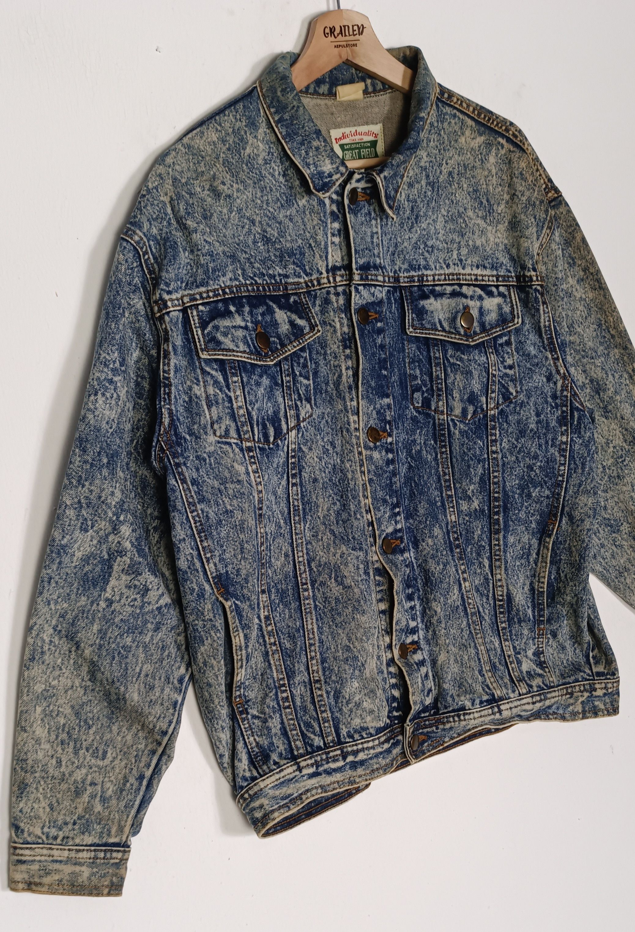 Japanese Brand × Vintage Vintage 💥Individuality Acid Wash Denim Jacket Size US XXL / EU 58 / 5 - 3 Thumbnail