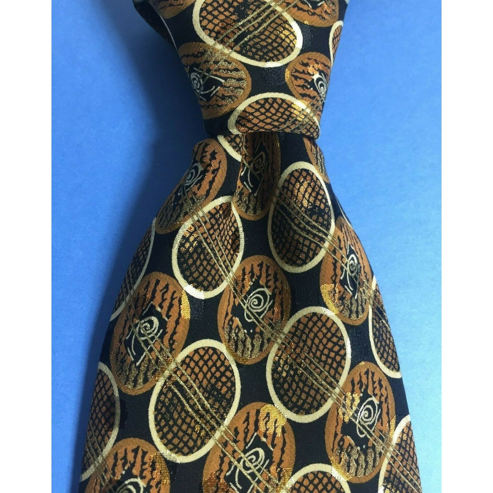 Santostefano SantoStefano Men's Italy Made Brown Black 100% Silk Neck Tie Size ONE SIZE - 1 Thumbnail