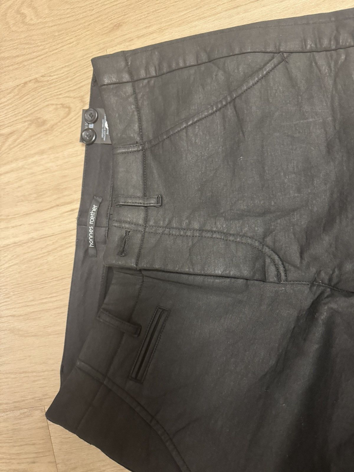 hannes roether Hannes Roether Coated Black Trousers – Size 34 US Size US 34 / EU 50 - 3 Thumbnail