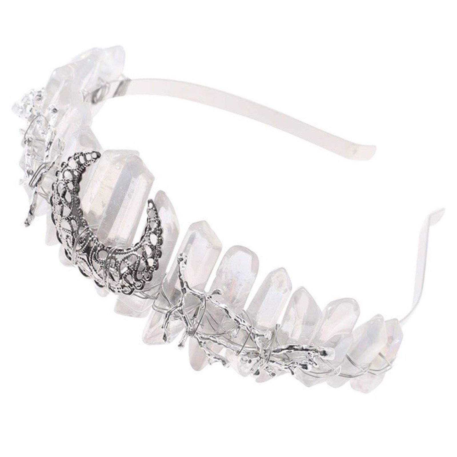 Other Aura Natural Raw Quartz Angel Crystal Goddess Tiara Crown Size ONE SIZE - 2 Thumbnail