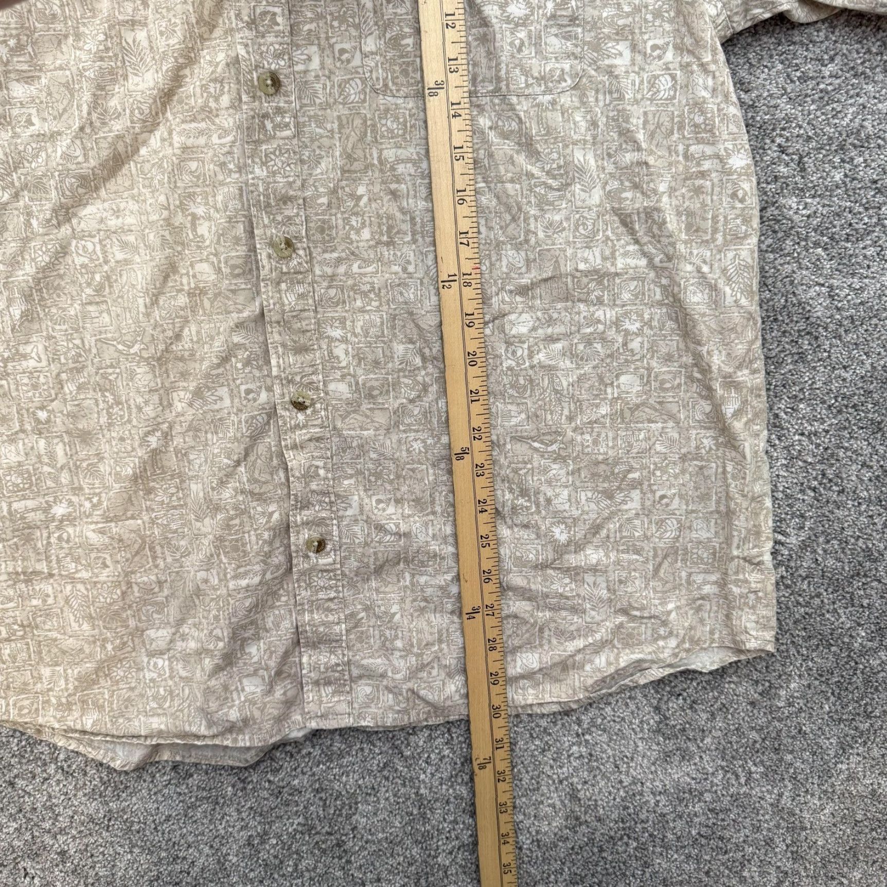 Vintage Columbia Shirt Mens Large Beige Short Sleeve Button-Up Coastal Vacation Beach Geometric Pattern Size US L / EU 52-54 / 3 - 2 Thumbnail