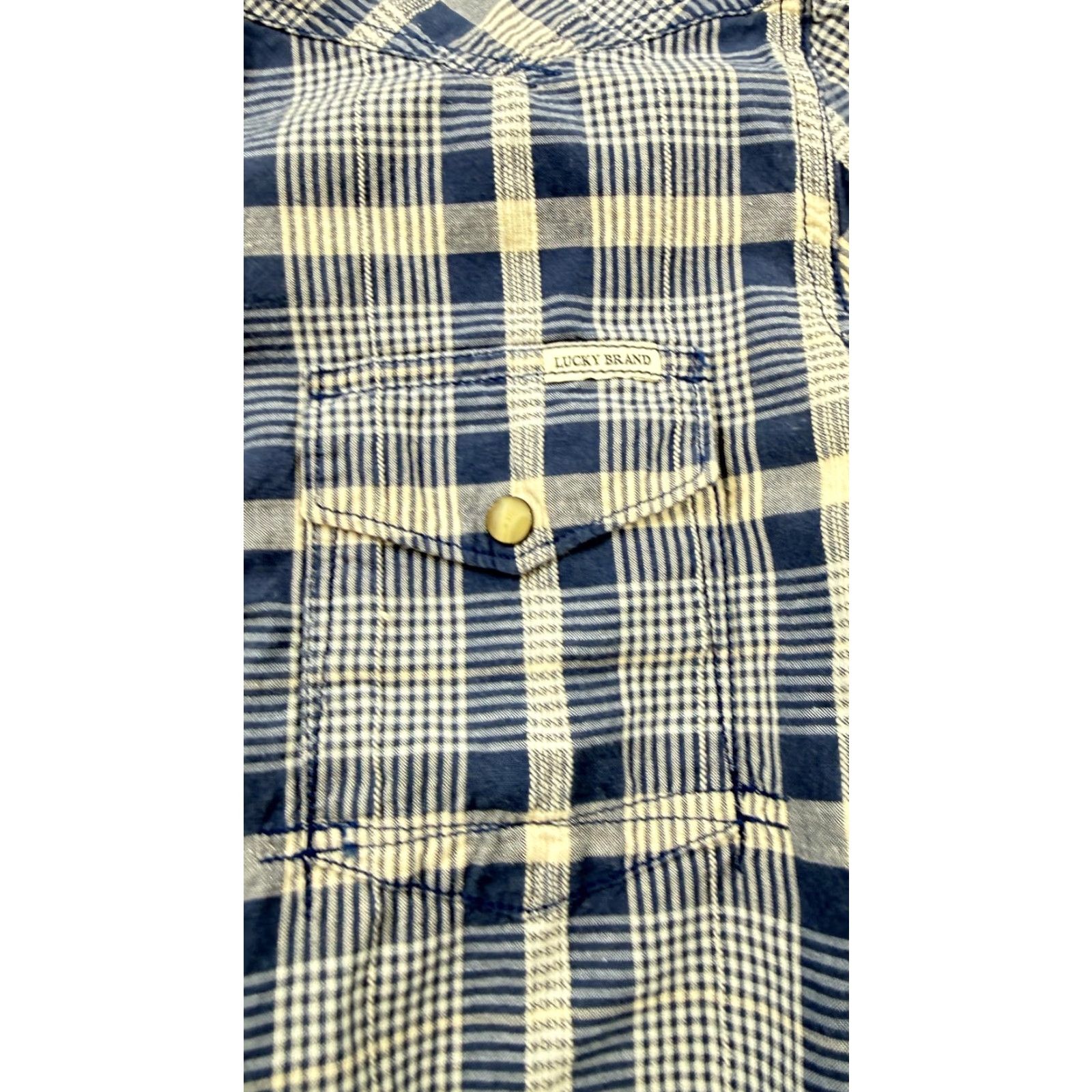 Lucky Brand Lucky Brand Shirt Plaid Blue White Mens Small Classic Fit Snap Western Size US S / EU 44-46 / 1 - 6 Thumbnail