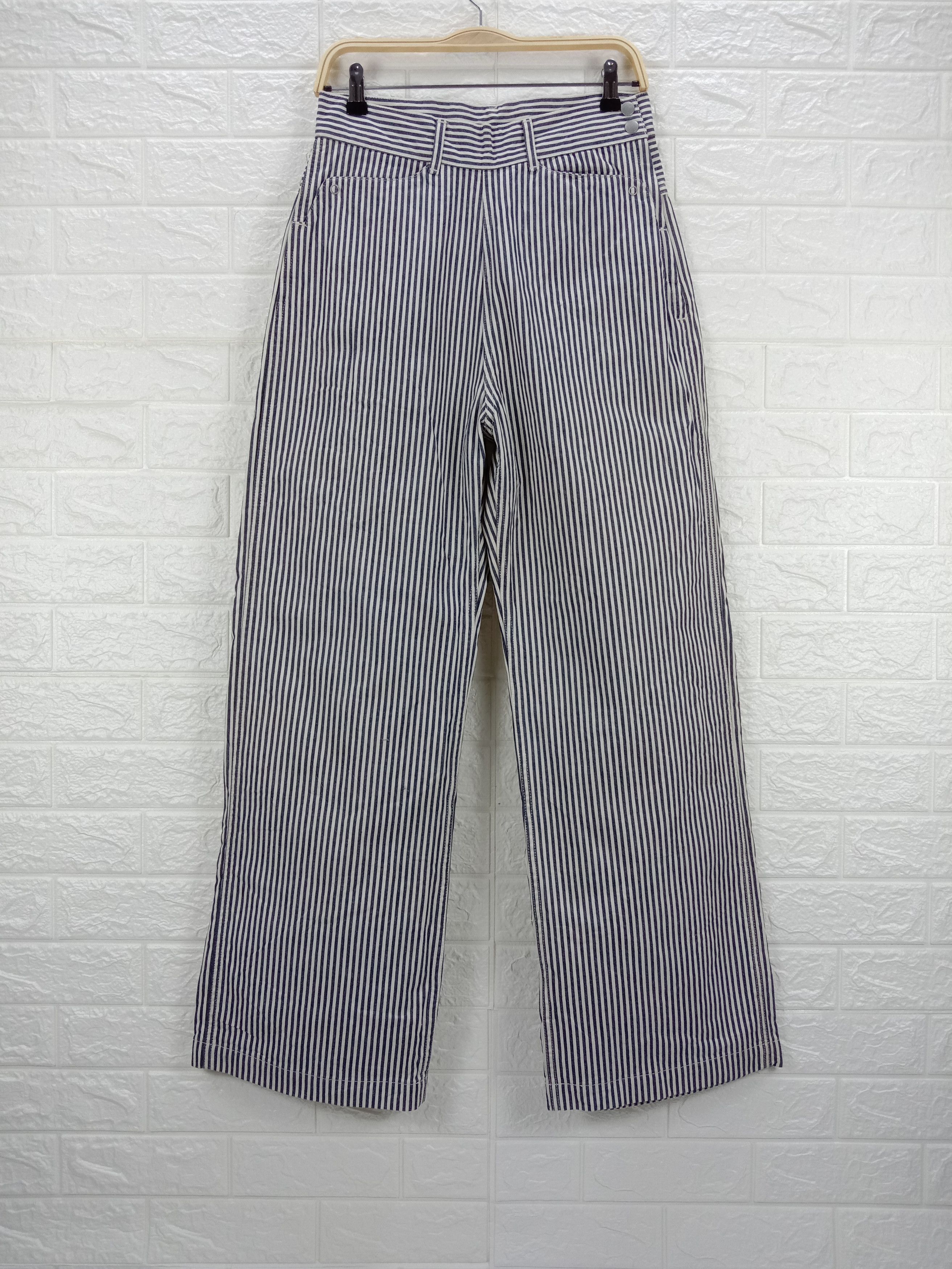 Japanese Brand Ordinary Fits Striped Wide Baggy Jeans Size 29" - 1 Thumbnail