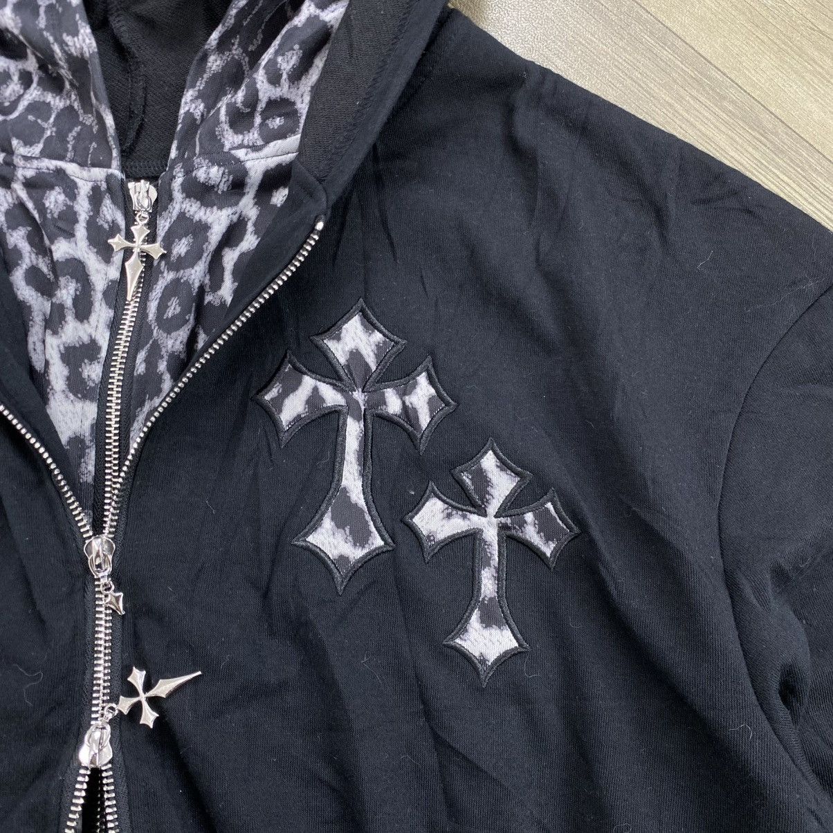 If Six Was Nine 2000s Chrome Hearts Style Cross Lgb Double Layers Zip Hoodie Size US M / EU 48-50 / 2 - 7 Thumbnail