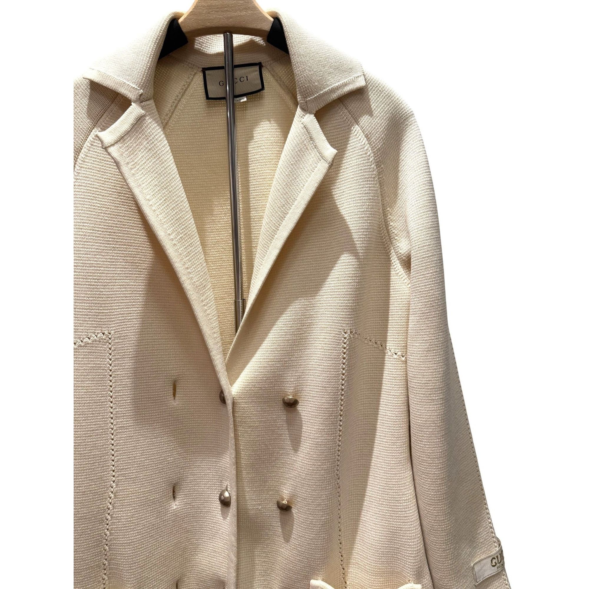 Gucci Gucci Womens Beige Wool Double-Breasted Jacket M Size M / US 6-8 / IT 42-44 - 16 Thumbnail