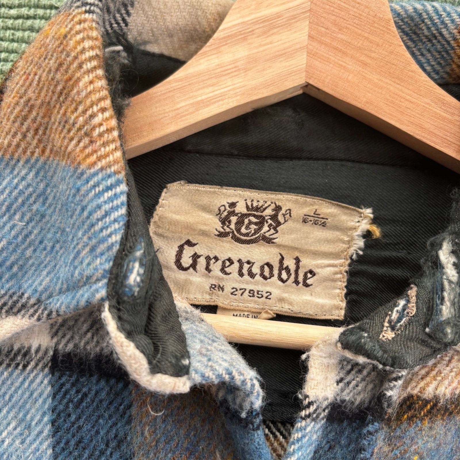 Moncler Grenoble × Vintage True vintage 1960s fuzzy plaid Grenoble brand flannel shirt Size US XL / EU 56 / 4 - 3 Thumbnail