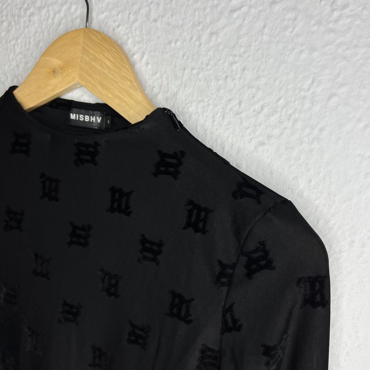 Misbhv MISBHV Bodysuit Allblack Velour Monogram Black Logo Size S / US 4 / IT 40 - 7 Thumbnail