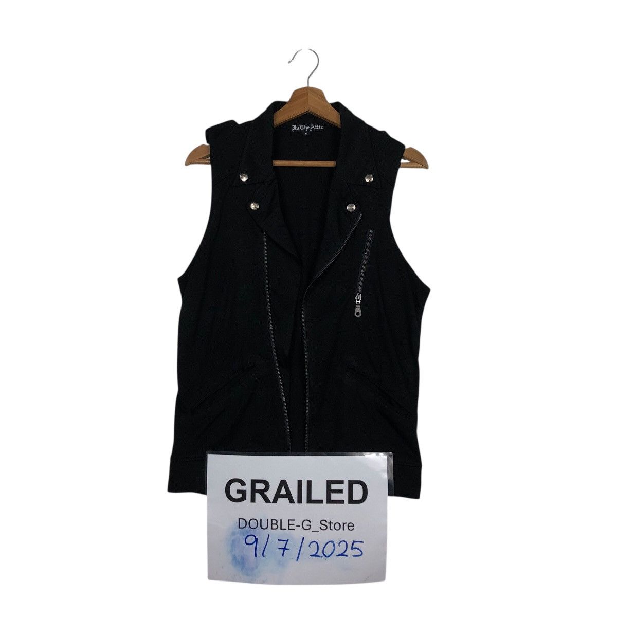 Hysteric Glamour 📌Rich Black Double Collar Tank Top Punk Design In The Attic Size US M / EU 48-50 / 2 - 1 Thumbnail