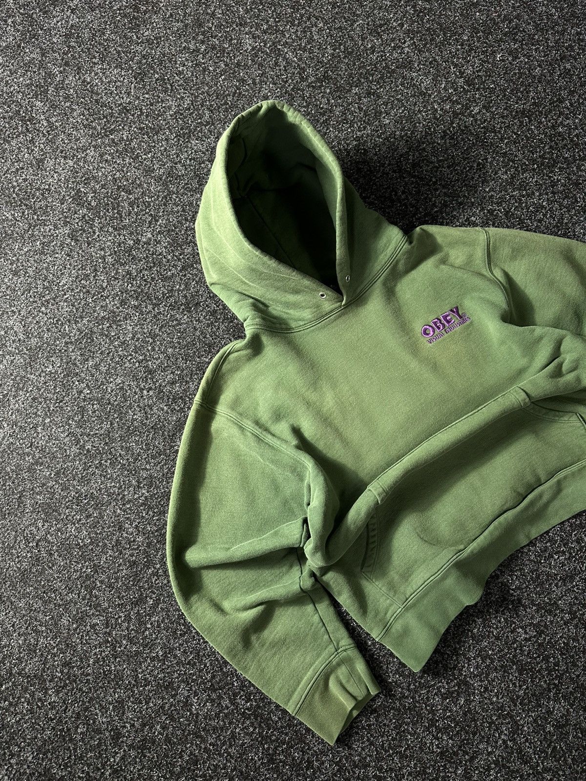 Obey × Vintage 🚨OBEY PULLOVER BOXY VINTAGE HOODIE GREEN SK8 FADED Y2K Size US M / EU 48-50 / 2 - 2 Thumbnail