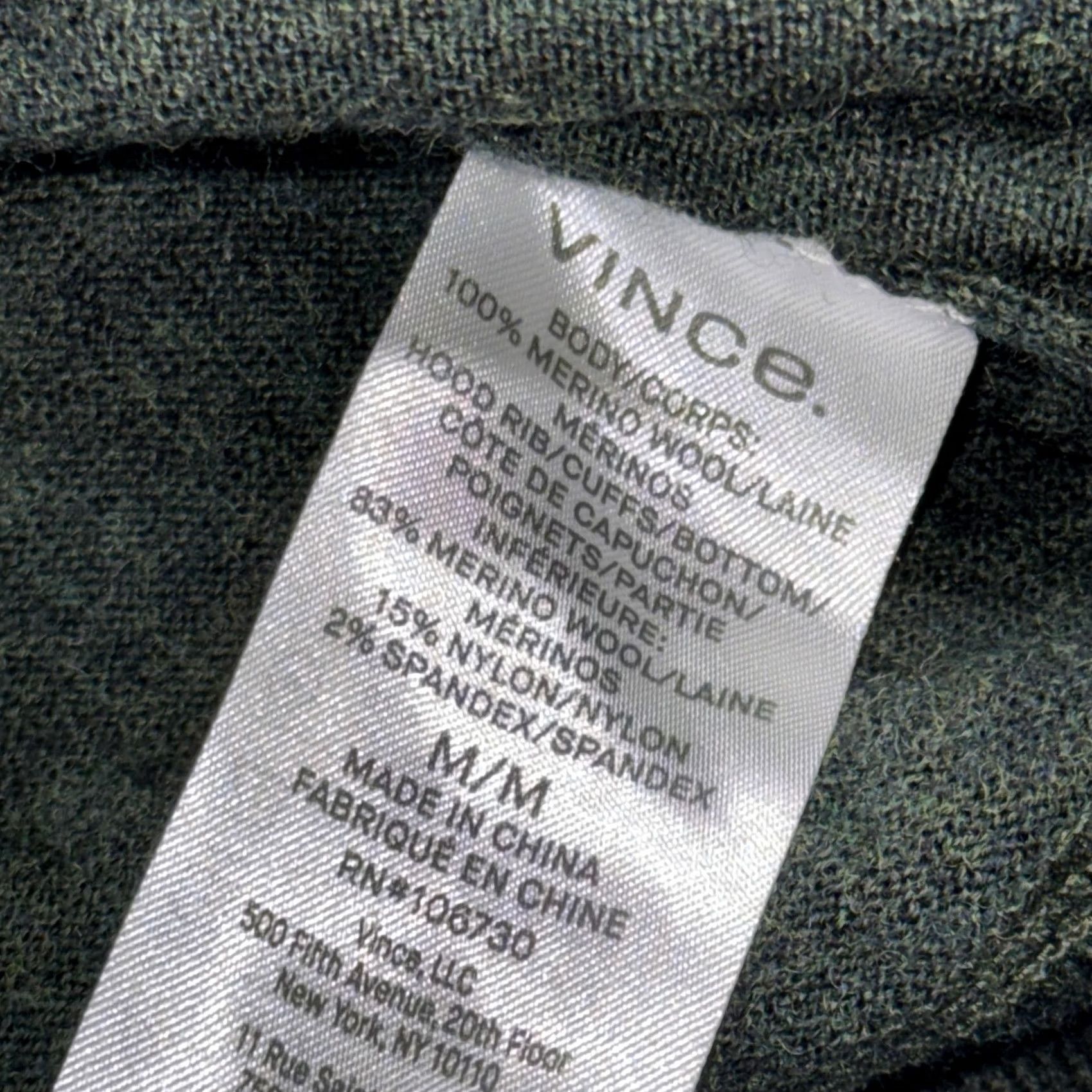 Vince Vince Mens Medium Green Merino Wool Hooded Pullover Sweater Knit Size US M / EU 48-50 / 2 - 5 Thumbnail