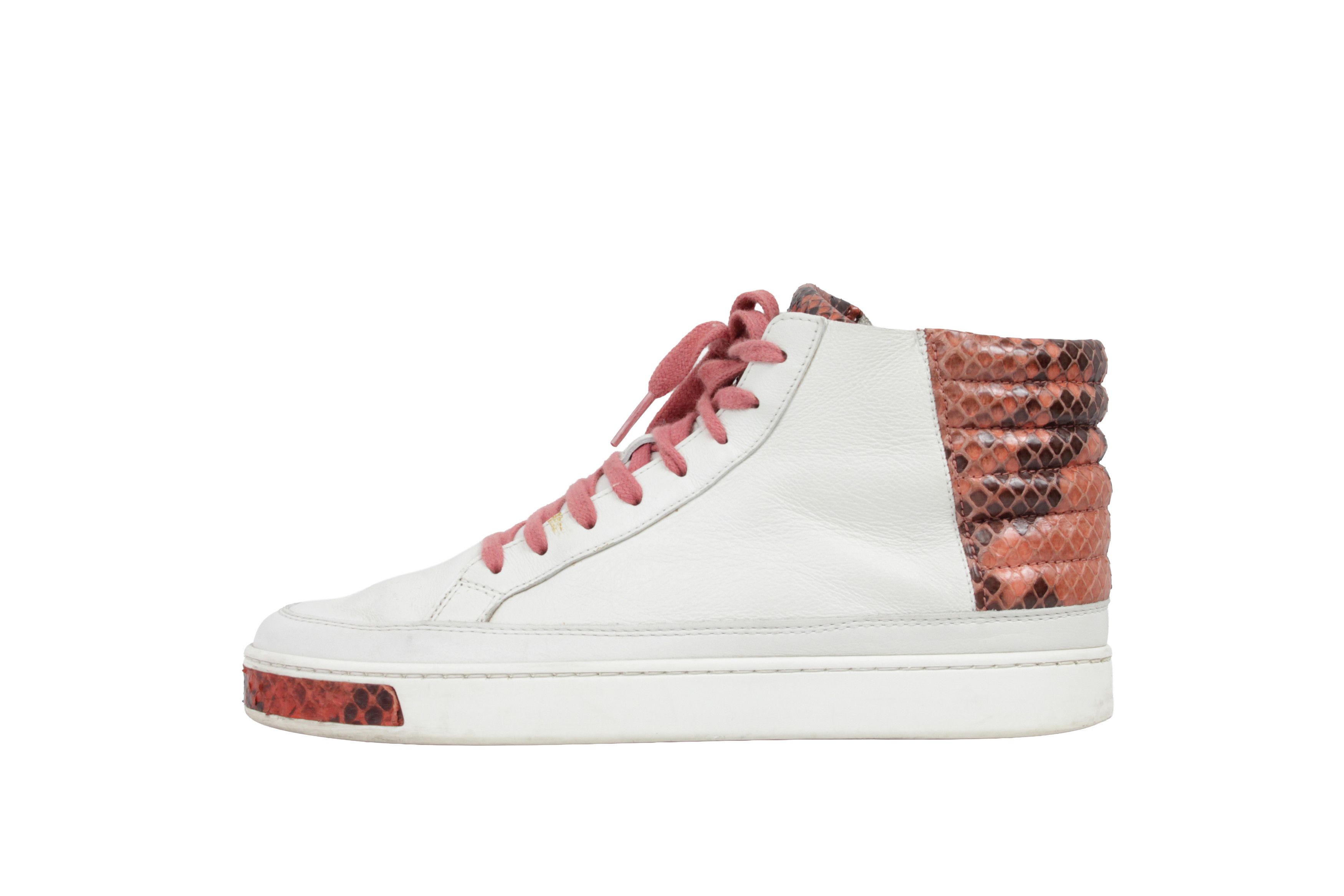 Gucci Python Snake Skin Leather Hi-Top Sneakers Size US 7 / IT 37 - 2 Thumbnail