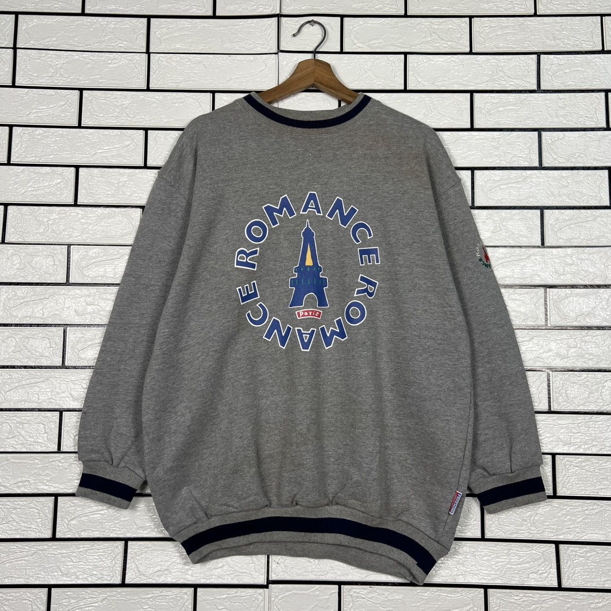 Vintage CasBis ROMANCE Paris Big Logo Crewneck Sweatshirt #3941-C180 Size US L / EU 52-54 / 3 - 1 Thumbnail