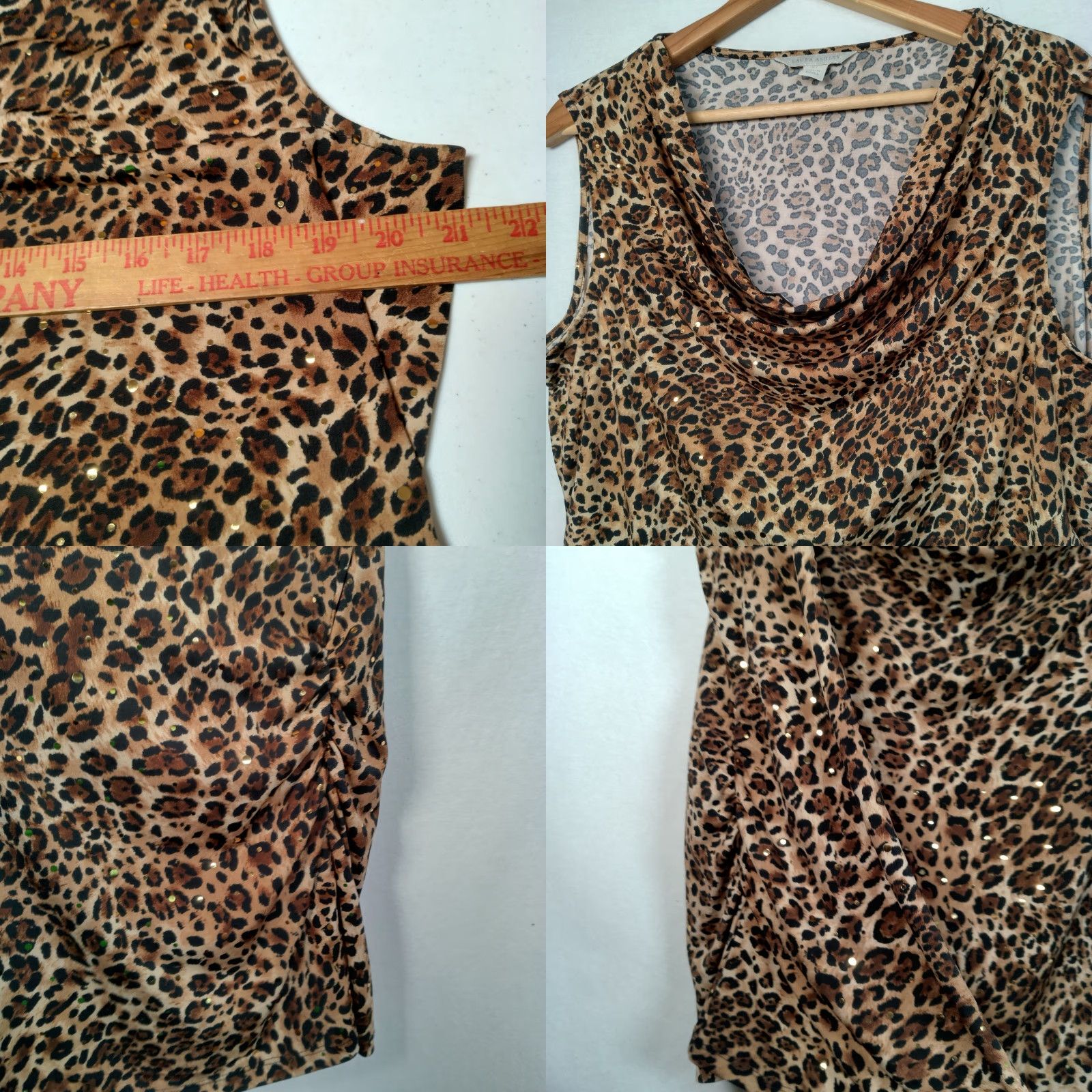 Laura Ashley Laura Ashley Shirt Women XL Sleeveless Brown Cat Cheetah Leopart Print Sequins Size XL / US 12-14 / IT 48-50 - 8 Thumbnail