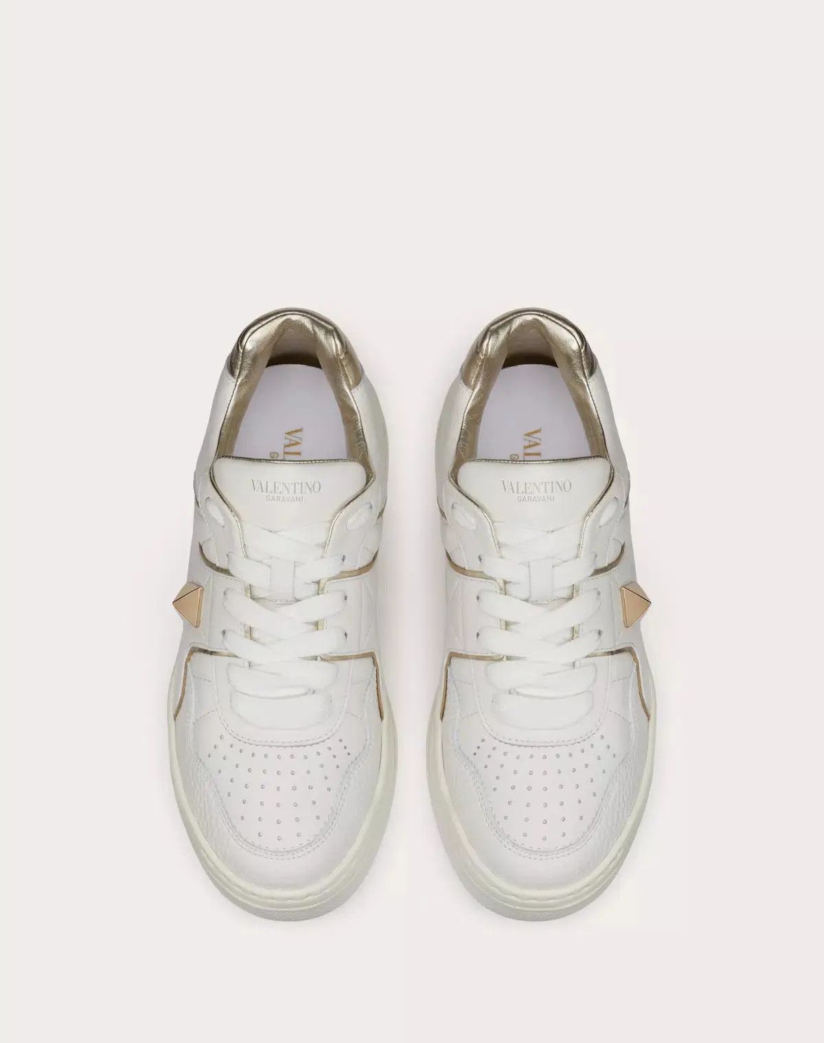 Valentino o1s1wg110426 One Stud Low-Top Calfskin Sneaker in White Size US 9 / IT 39 - 4 Thumbnail
