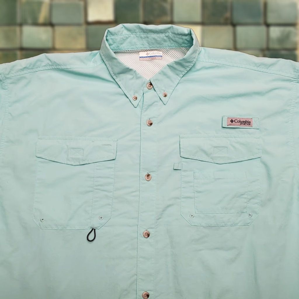 Vintage Columbia Performance Fishing Gear Shirt Men XL Turquoise Omni Shade Vented Nylon Shirt Size US XL / EU 56 / 4 - 1 Thumbnail